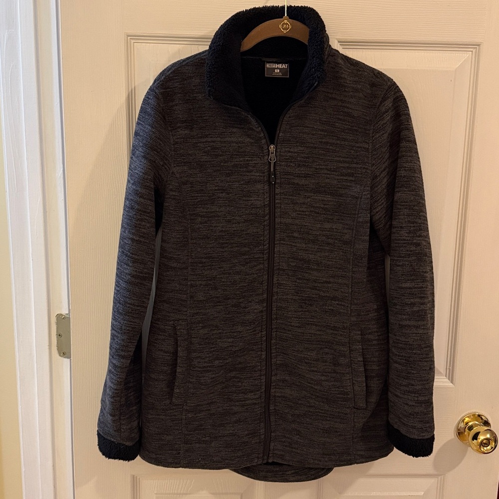 Plush 32 Degrees Heat Black Gray Women’s Fleece Jacket Size Small